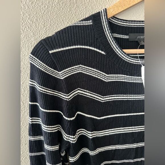 NWT J Crew Knit Ribbed Sweater Dress in Mixed Stripe Maxi Black White Size S - Picture 5 of 10